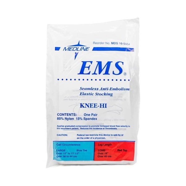 Medline EMS Knee-High Anti-Embolism Stockings, Large Long - MDS160568PH