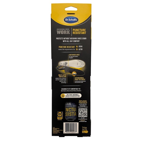 Dr. Scholls Dr Scholl's Puncture Resistant Men's Insoles One Size Fits All Gray 1 pair - 88853002934