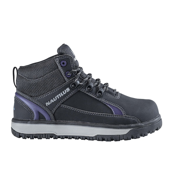 Nautilus Safety Footwear Women's Aluminum Toe Mid Work Shoe, Black, Purple, 9, Wide, N1471 - N1471-9W