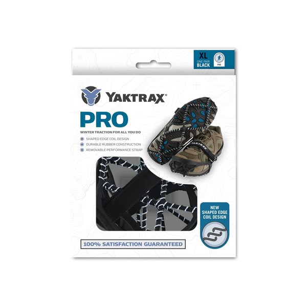 Yaktrax Yaktrax Pro Unisex Rubber/Steel Snow and Ice Traction Black S Waterproof 1 pair - 08609