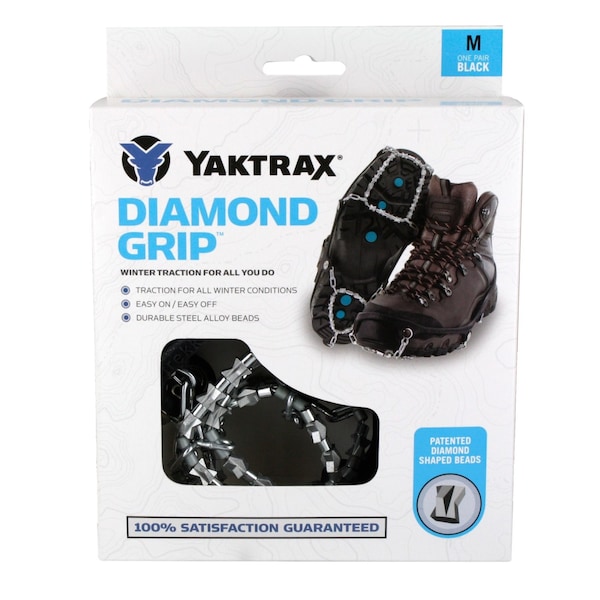 Yaktrax Yaktrax Diamond Grip Unisex Rubber/Steel Snow and Ice Traction Black M 13-15 Waterproof 1 pair - 08533