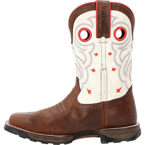 Durango Women's Waterproof Western Work Boot, 6.5 M, Steel Toe, 10 in H, Sable Brown White, DRD0418 - DRD0418