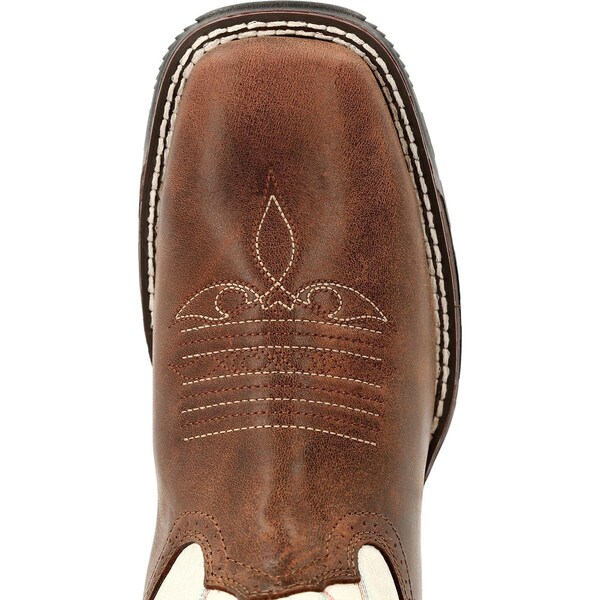 Durango Women's Waterproof Western Work Boot, 6.5 M, Steel Toe, 10 in H, Sable Brown White, DRD0418 - DRD0418