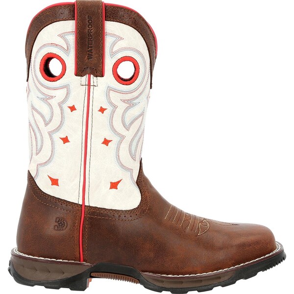 Durango Women's Waterproof Western Work Boot, 6.5 M, Steel Toe, 10 in H, Sable Brown White, DRD0418 - DRD0418