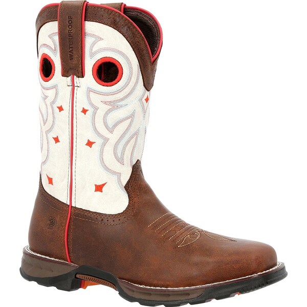 Durango Women's Waterproof Western Work Boot, 6.5 M, Steel Toe, 10 in H, Sable Brown White, DRD0418 - DRD0418
