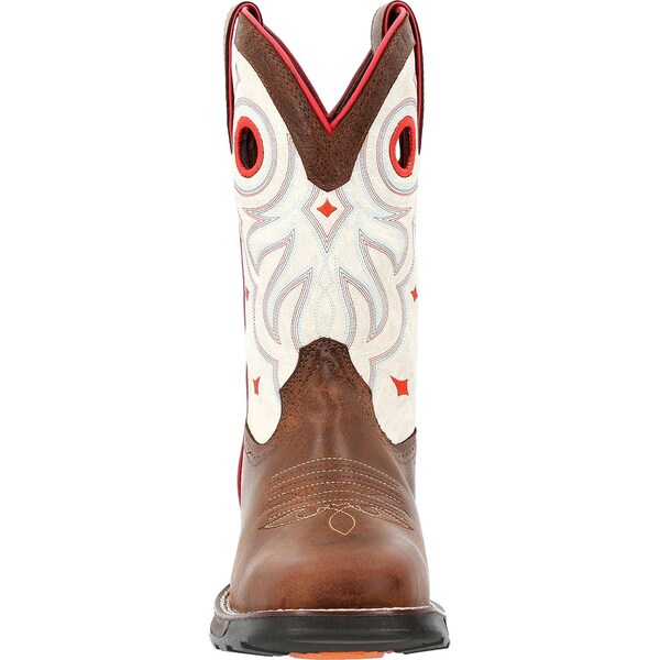 Durango Women's Waterproof Western Work Boot, 6.5 M, Steel Toe, 10 in H, Sable Brown White, DRD0418 - DRD0418
