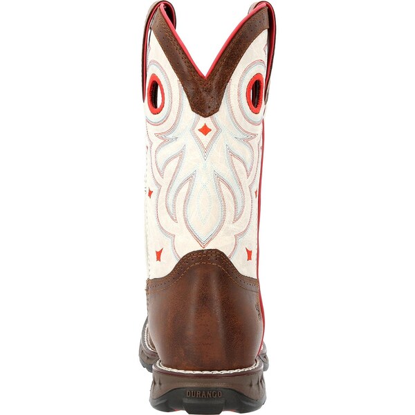 Durango Women's Waterproof Western Work Boot, 6.5 M, Steel Toe, 10 in H, Sable Brown White, DRD0418 - DRD0418