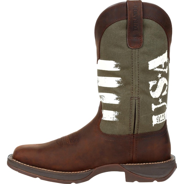 Durango Men's Western Boot, 7.5 M, Leather, 12 in H, Brown/Army Green - DDB0313