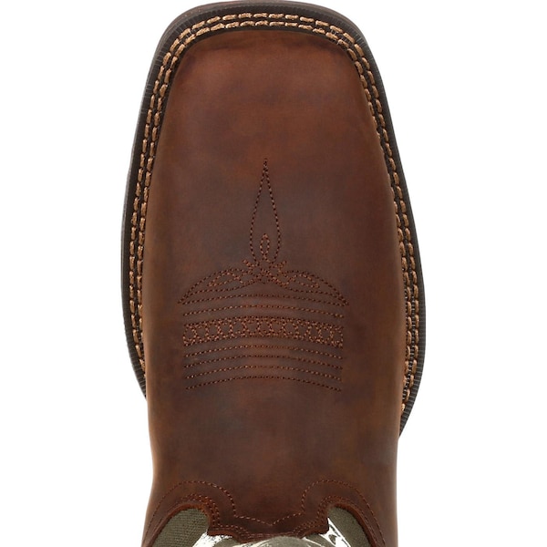Durango Men's Western Boot, 7.5 M, Leather, 12 in H, Brown/Army Green - DDB0313
