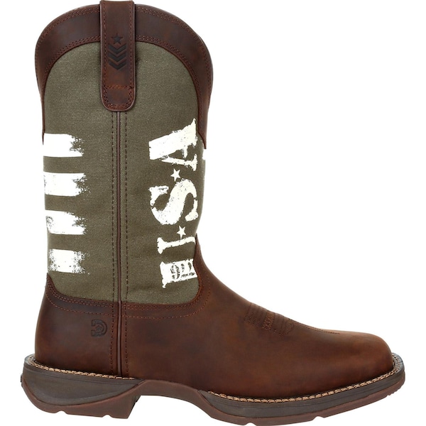 Durango Men's Western Boot, 7.5 M, Leather, 12 in H, Brown/Army Green - DDB0313