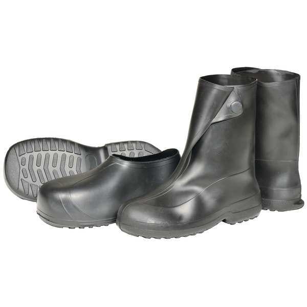 Tingley Overboots, Plain Toe, Natural Rubber, 10 in Height, Snap Tab Closure, Cleated Sole, Black, L - 1400