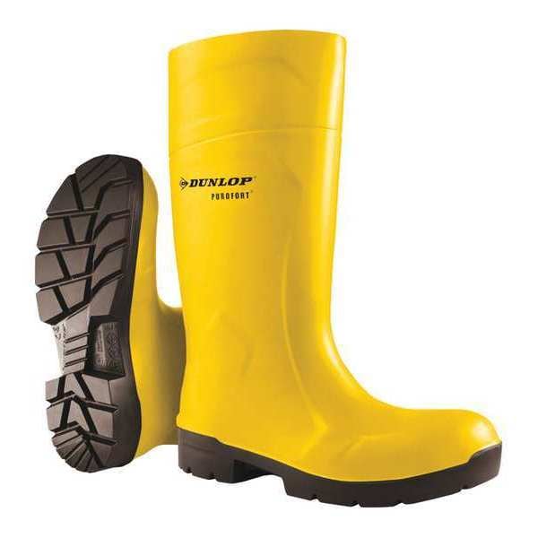 Dunlop Unisex Tall Rubber Boots, 7 Steel Toe, 15" H, Yellow, 6123155 - 6123155
