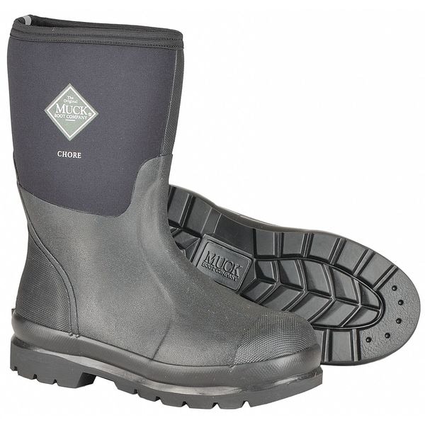 Muck Boot Co Men's Muck Chore Mid Rubber Boot, Plain Toe, 12" Height, Black, 11 - CHM-000A/11