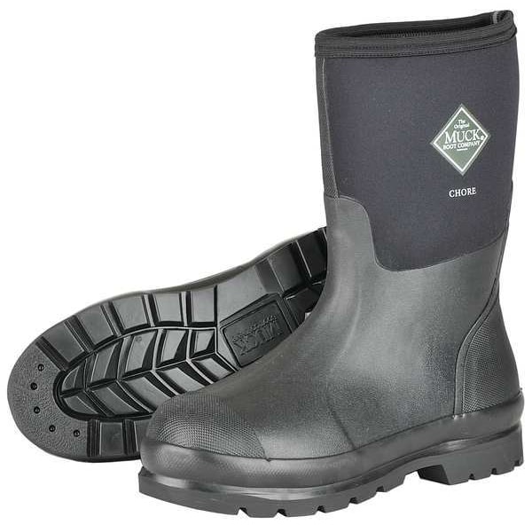 Muck Boot Co Men's Muck Chore Mid Rubber Boot, Plain Toe, 12" Height, Black, 11 - CHM-000A/11