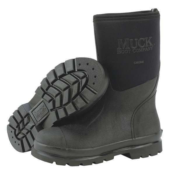 Muck Boot Co Men's Muck Chore Mid Rubber Boot, Plain Toe, 12" Height, Black, 11 - CHM-000A/11