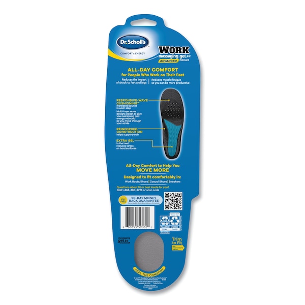 Dr. Scholls Comfort and Energy Work Massaging Gel Insoles, Men Sizes 8-14, 1 Pair PR - DSC59062