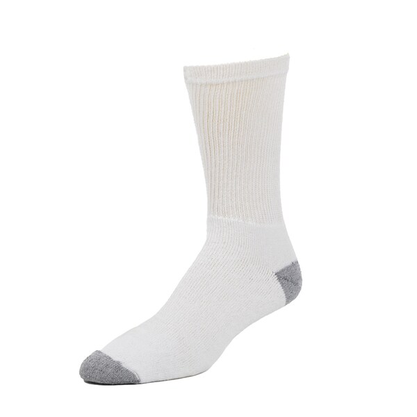 Railroad Sock Men's Crew Socks, Size 6-12 M, White/Grey, 6PK - 6090