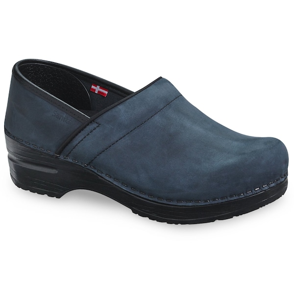 Sanita PROFESSIONAL SMOOTH OILED LEATHER Men's Closed Back Clog in Ink, Size 9.5-10, PR - 457206M-075-44
