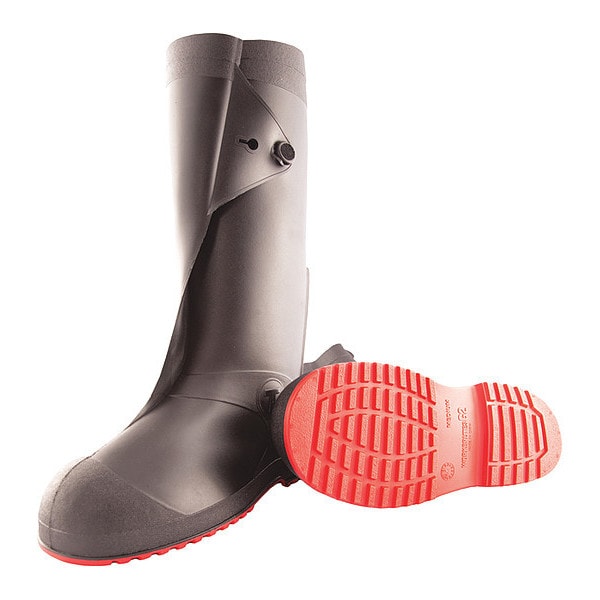 Tingley Overshoes, Safety Toe Toe, PVC, Black/Red, MD - 45851