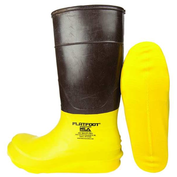 Isa Overshoes, Composite Toe, Rubber, 7 1/2 in Height, Slip On Closure, Slip Resistant Sole, Yellow, L - SYLF100L