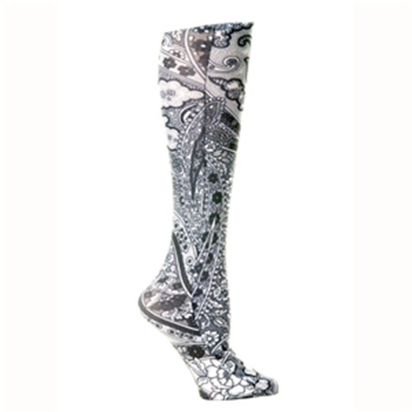 Celeste Stein CMPSQ 8-15 mm Hg Black Paisley Fountain Compression Sock - CELESTE-STEIN-CMPSQ-1785