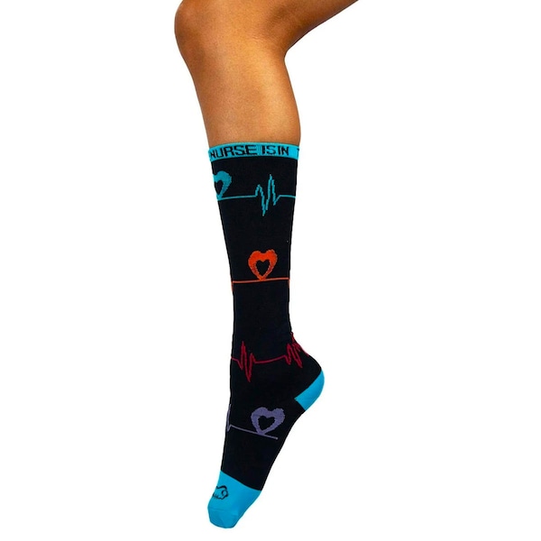 Zayaan Health Heartbeat Compression Socks, Black, PR - BLZH-CSHB-1BKB