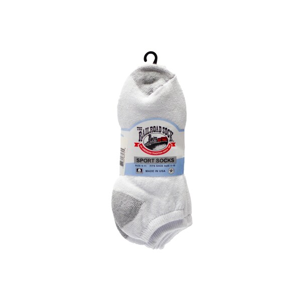 Railroad Sock Women's Sport No Show Socks, Size 5-10, White/Grey, 3PK - 3884
