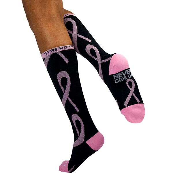 Zayaan Health Ribbon Compression Socks, Black/Pink, PR - BLZH-CSRS-5BP