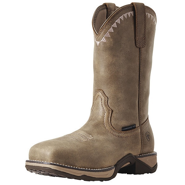 Ariat Women's 10 in Composite Toe Western Work Boot, Brown Bomber, 7, C, 10029498 - 10029498