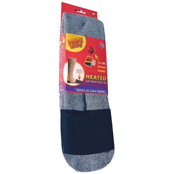 Heat Factory Outdoor Socks, Mid-Calf, Mens, L, Gray, PR - 1502