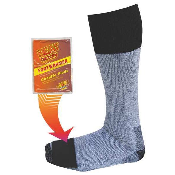Heat Factory Outdoor Socks, Mid-Calf, Mens, L, Gray, PR - 1502
