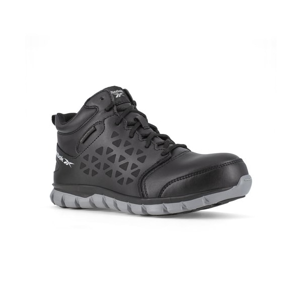 Reebok Men's Athletic High-Top Shoe, Composite Toe, Leather, Mesh Upper, Rubber Outsole, Lace Up, Black, 9 - RB4144