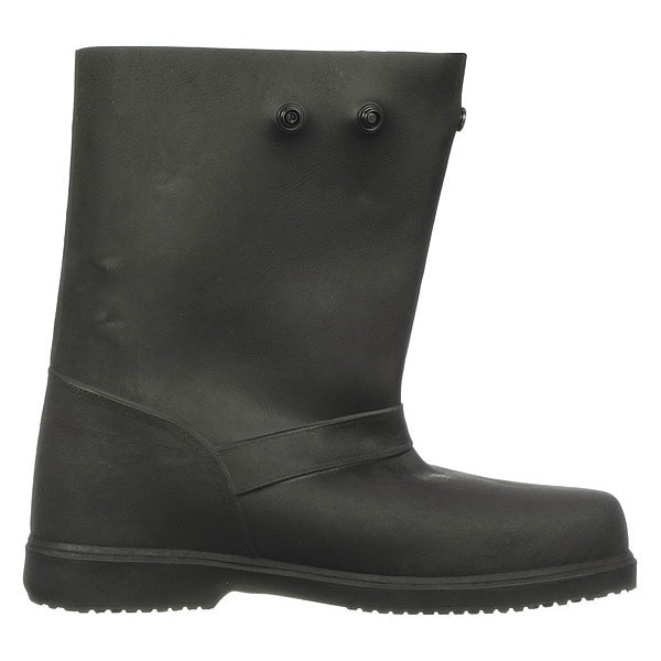 Treds Overboots Overboots, Plain Toe, 12 in Height, Snap Tab Closure, Slip Resistant Sole, Black, 9 to 10 - 14856