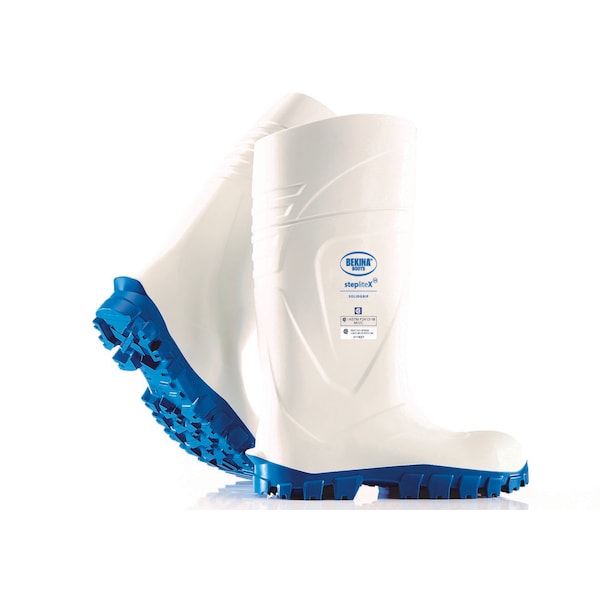 Bekina StepliteX SolidGrip PU Boot, Steel Toecap, White-Blue, Size 11 - XAN3P/1053AZ517-11