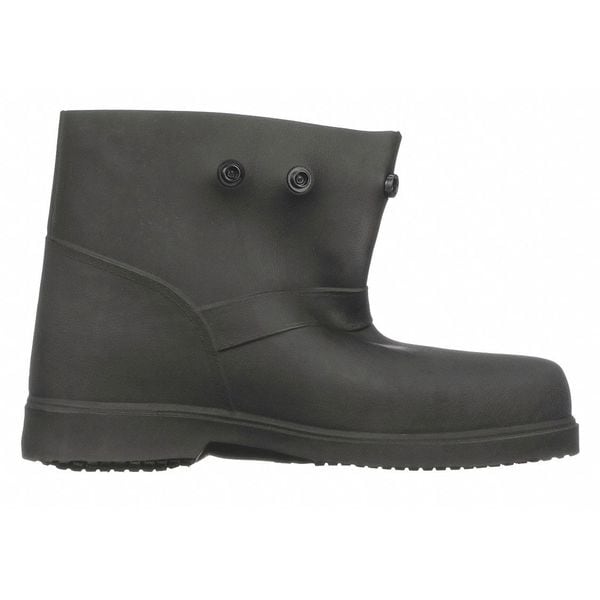 Treds Overboots Overboots, Plain Toe, 6 in Height, Snap Tab Closure, Slip Resistant Sole, Black, 9 to 10 - 13856
