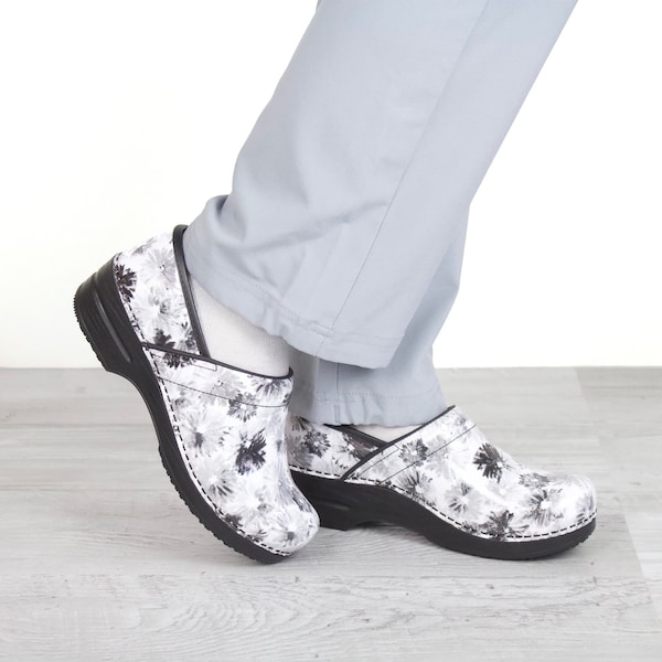 Sanita INKWELL Women's Open Back Clog in Black Brush Blot, Size 8.5-9, PR - 479656-002-40