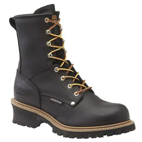 Carolina Shoe Men's Logger Boot, 9 EE, Steel Toe, 8 in H, Black, CA5823 - CA5823