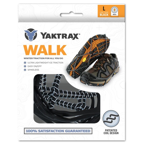 Yaktrax Yaktrax Walk Unisex Poly Elastomer Blend/Steel Snow and Ice Traction Black S Waterproof 1 pair - 08601