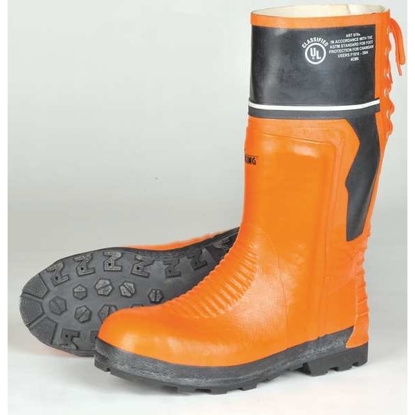 Viking Unisex Class 2 Chainsaw Rubber Boots, 11 Steel Toe, 16 H, Orange/Black, VW64 - VW64-1-11