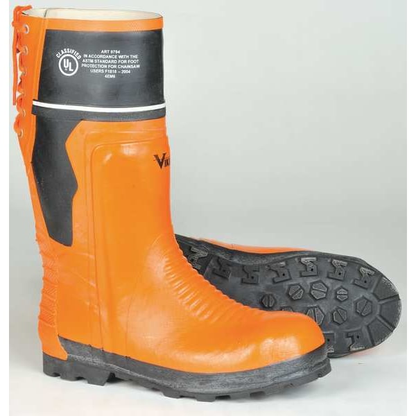 Viking Unisex Class 2 Chainsaw Rubber Boots, 11 Steel Toe, 16 H, Orange/Black, VW64 - VW64-1-11