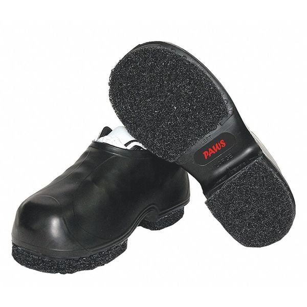 Paws Floor Stripping Overshoe, Plain Toe, Rubber, 4" Height, Snap Tab Closure, Molded Sole, Black, M - 13041