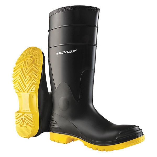 Dunlop Men's Rubber Boot, 13 Steel Toe, 16" H, Black, 8680200 - 8680200