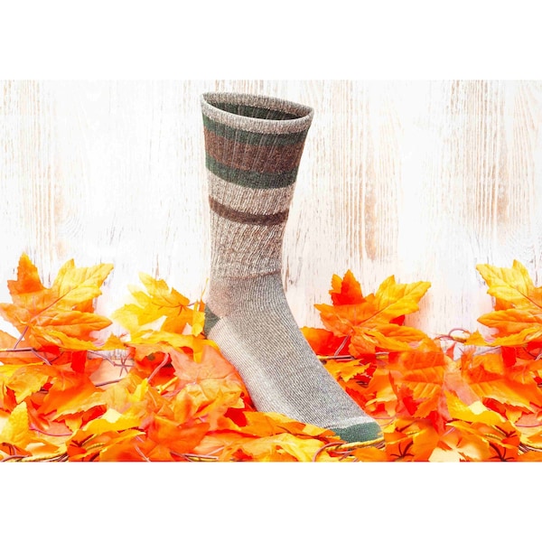Railroad Sock Merino Wool Crew Socks 6pk, 6-12 M, Grey/Navy or Green/Brown, 6PK - 2846