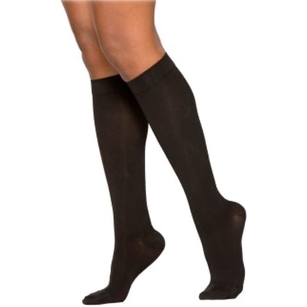 Sigvaris Sigvaris Cotton 233CMSW99-S 30-40 mmHg Womens With Grip Top Socks; Black - Medium; Short - 233CMSW99/S