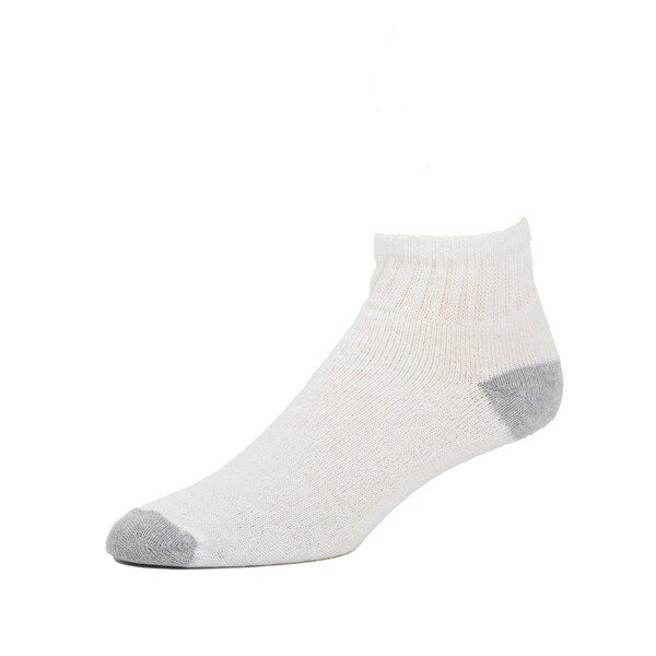 Railroad Sock Quarter Socks, Size 5-10 W/4-7.5 M, White/Grey, 6PK - 8092