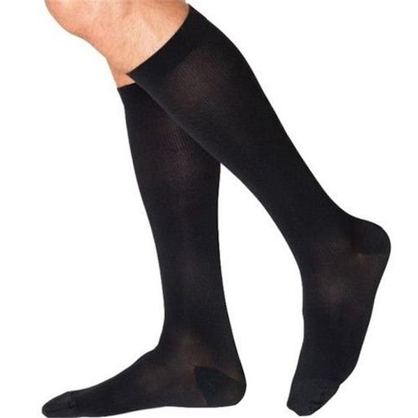 Sigvaris Sigvaris Cotton 233CLSM99-S 30-40 mmHg Mens With Grip Top Socks; Black - Large; Short - 233CLSM99/S