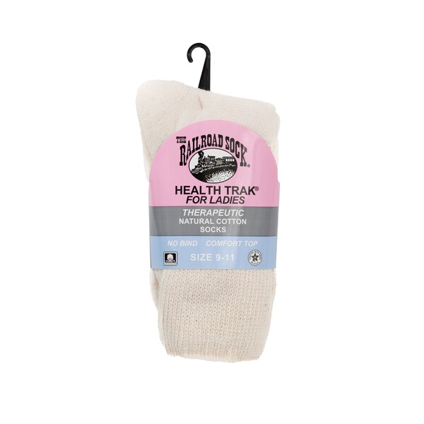 Railroad Sock Women's HealthTrak Therapeutic Crew Socks, Size 5-10, Natural, 2PK - 634 NA