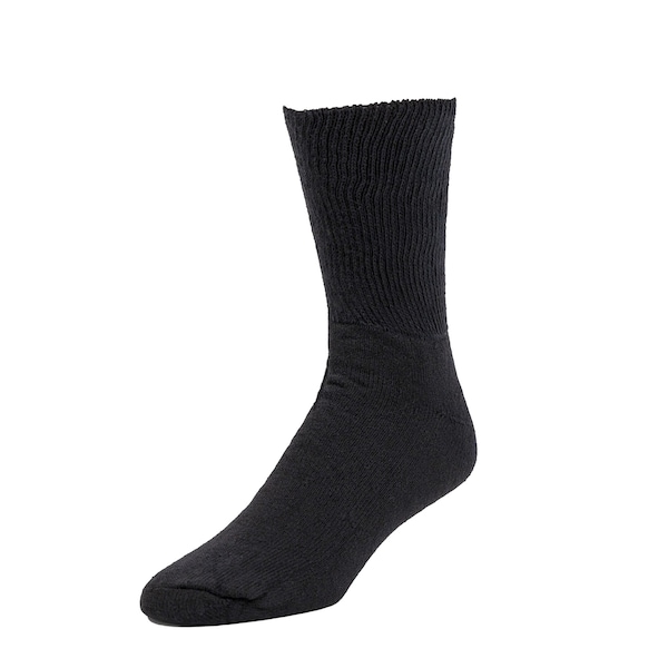 Railroad Sock Men's HealthTrak Therapeutic Crew Socks, Size 6-12 M, Black/White, 2PK - 991 BW