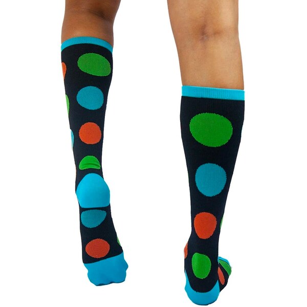 Zayaan Health Polkadot Compression Socks, Black/Neon, PR - BLZH-CSPK-3BK