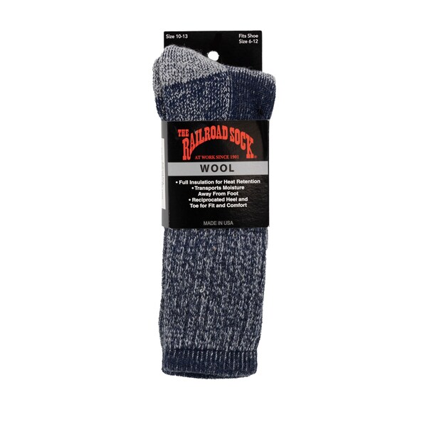 Railroad Sock Merino Wool Boot Crew Socks, Size 6-12 M, Navy, 1PR - 2982 NV